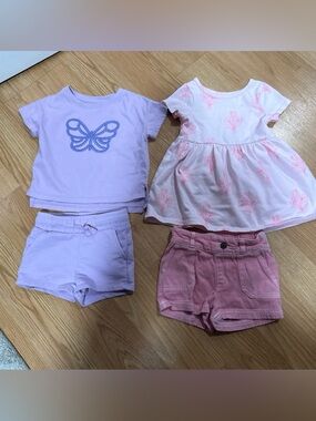 Lot Of 4 Baby Girl 18Months Short Sleeve Cotton Shirts, Shorts, Skirt…259